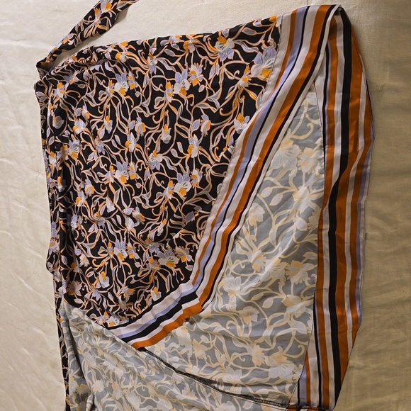 Halston Heritage Black and Orange Floral Wrap Skirt - Picture 14 of 16